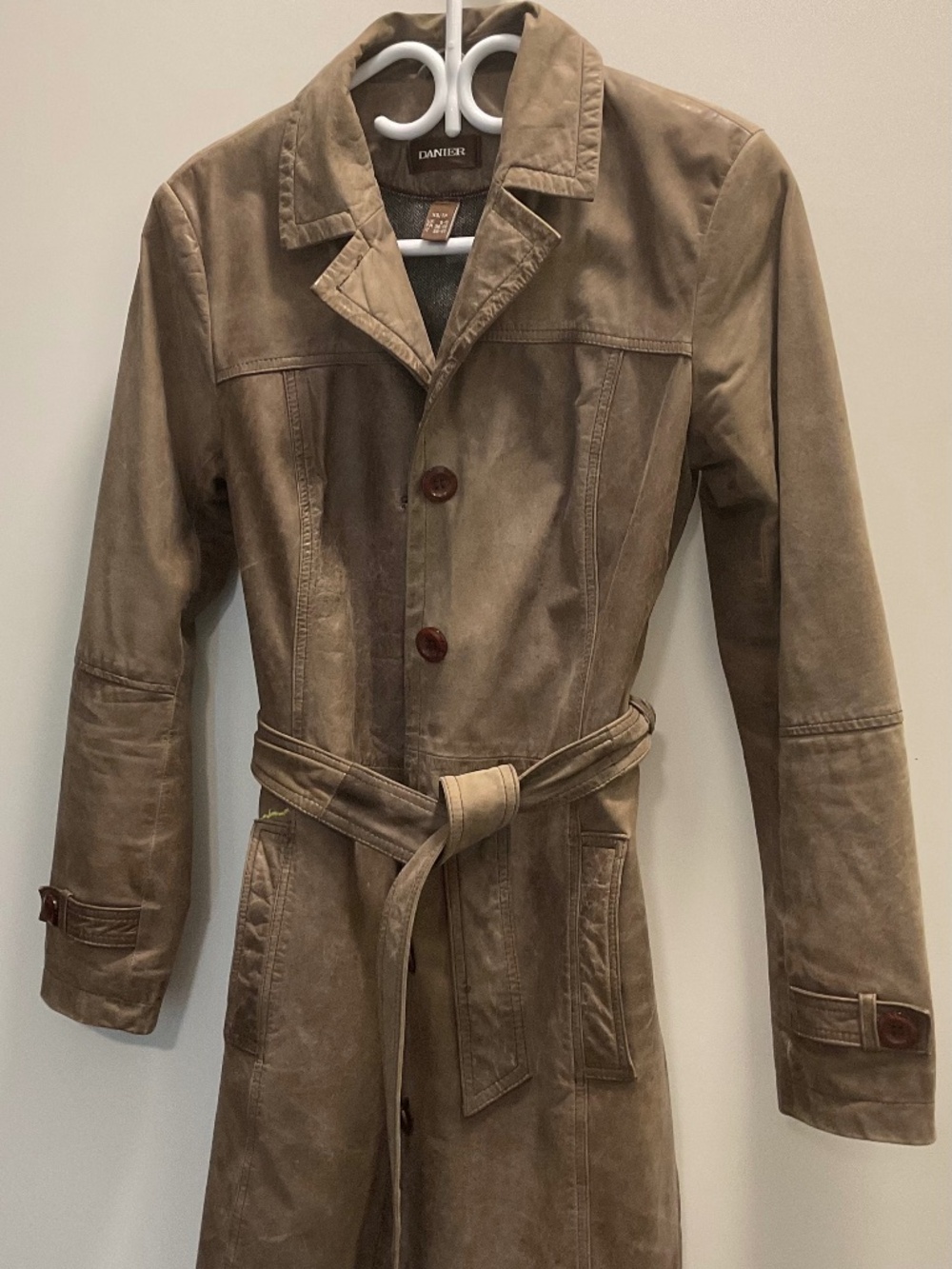 Danier leather trench coat with wool lining